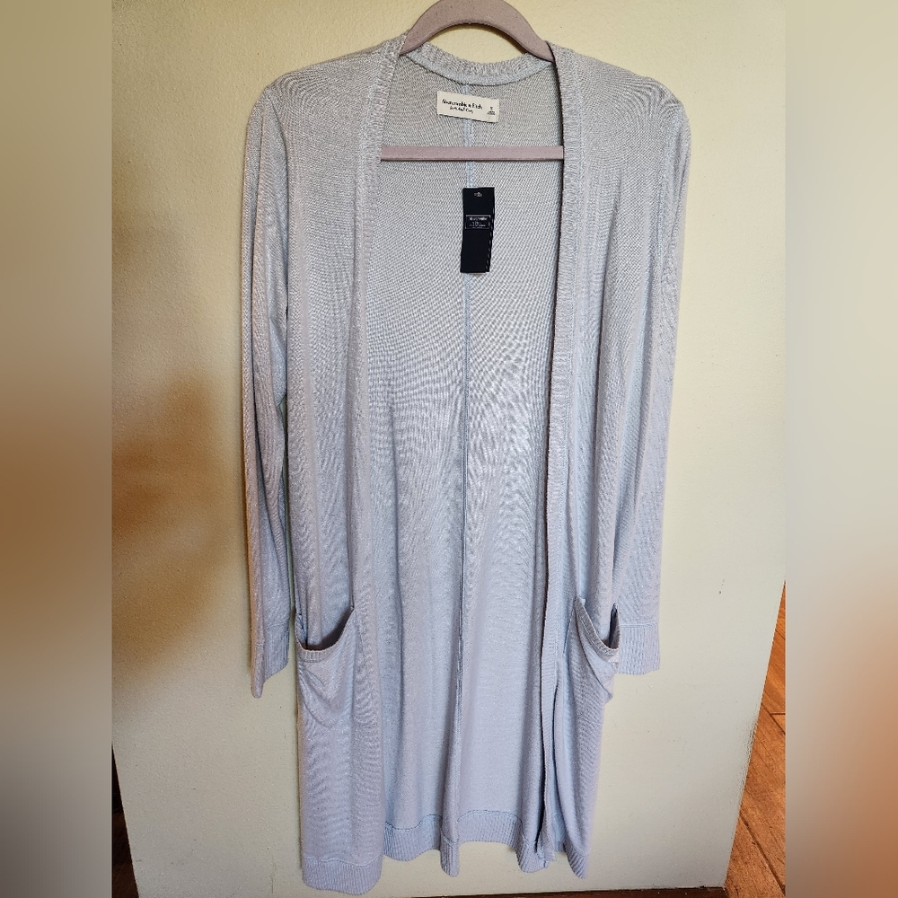 NWT Abercrombie & Fitch Soft A&F Cozy Duster Cardigan Sweater S Light Blue